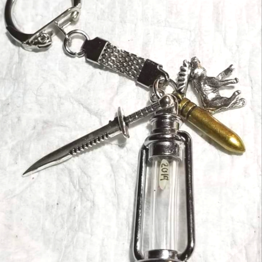 Name on rice lucky metal charm